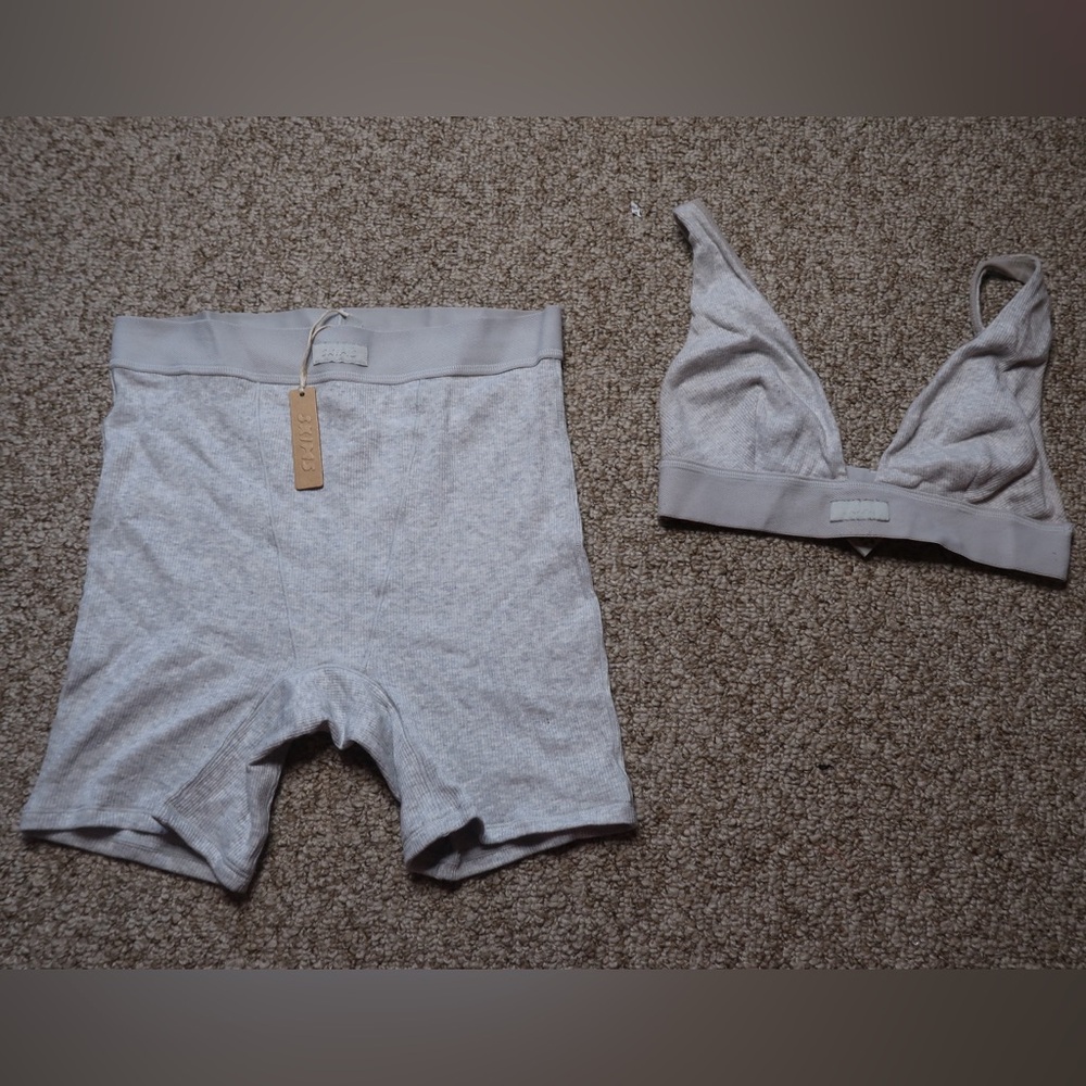 Grey skims bralette and short set size small